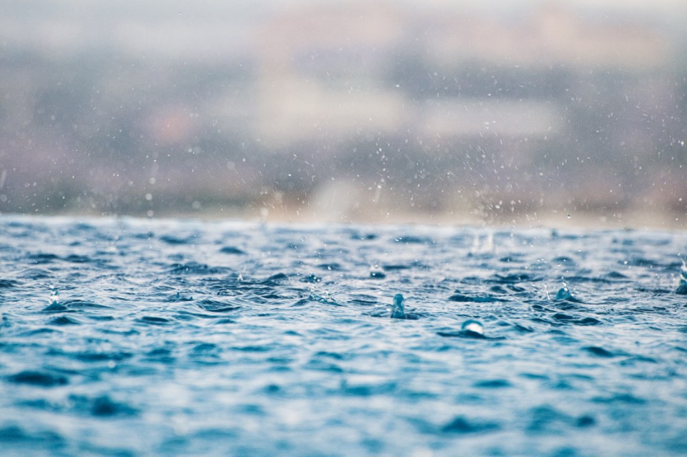 rain drops on a body of water