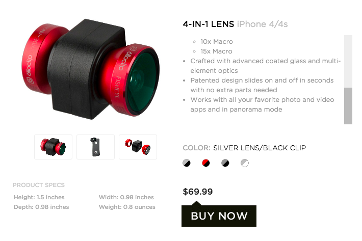 Olloclip camera phone lenses